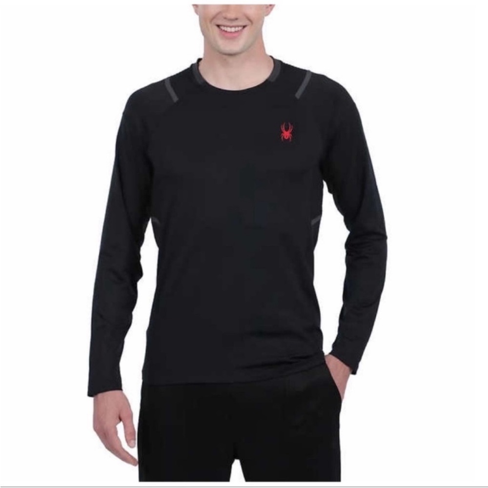 NWT Spyder Active Men Long Sleeve T-Shirt with Spyder Logo BLACK - size L
